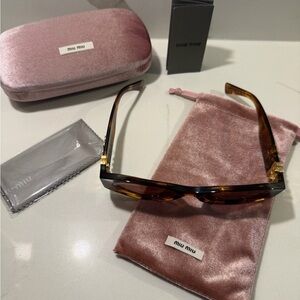 MIU MIU Glimpse oval-frame tortoiseshell acetate sunglasses